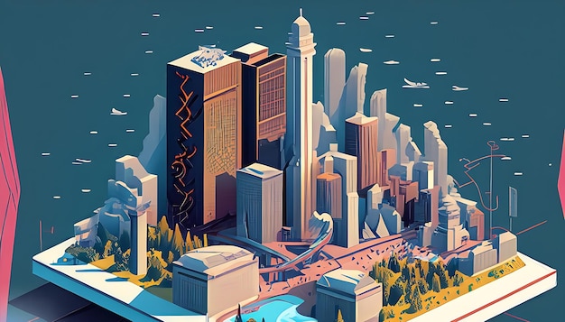 View of Explore the captivating isometric world of Seattle's architectural landscape
