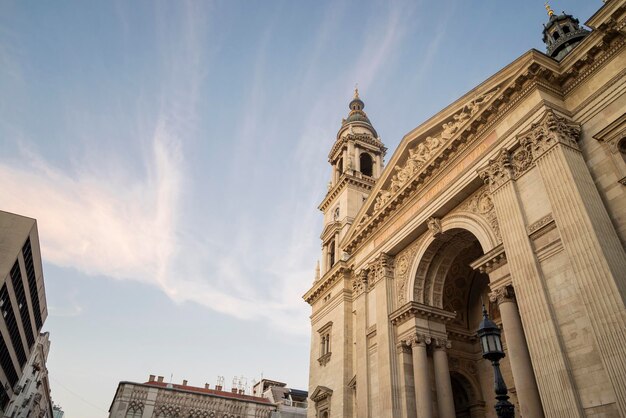 View of the facade of the Cathedral of the Holy Religious Basilica  Budapest Hungary