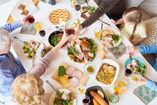 Above View of Family Dinner