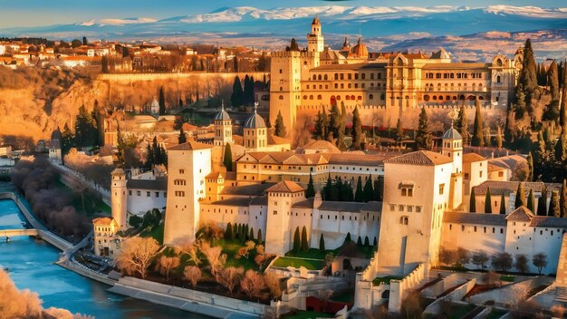 View of the famous alhambra palace in granada from sacromonte quarter