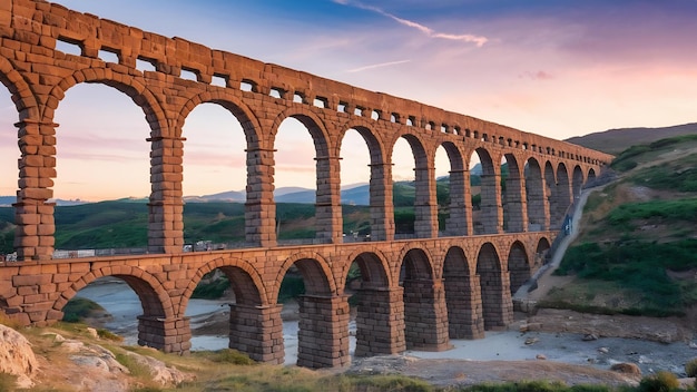 View of the famous aqueduct of segovia