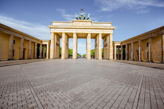 View on the famous Brandenburg gates on the Pariser square during the morning in Berlin city