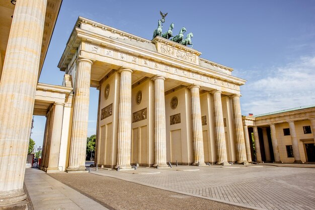 View on the famous Brandenburg gates on the Pariser square during the morning in Berlin city