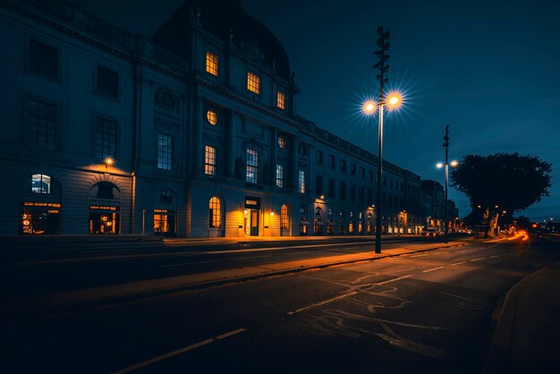 View of famous GrandHoteldieu in Lyon by night