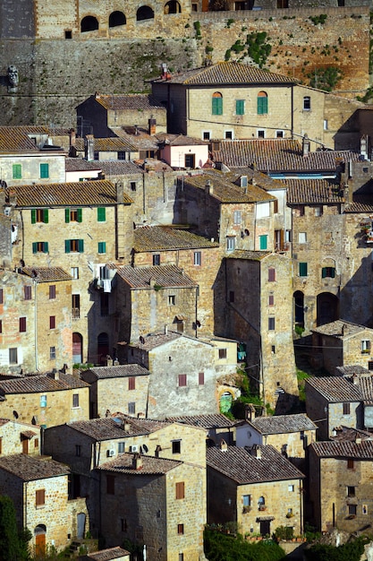 View of famous italian town Pitigliano from the viewpoint