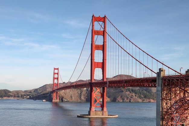 View of famous landmark the Golden Gate Bridge San Francisco California USA