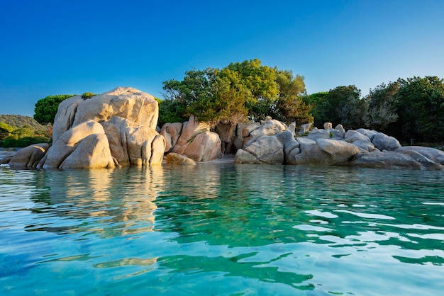 View of famous rock at Santa Giulia beach