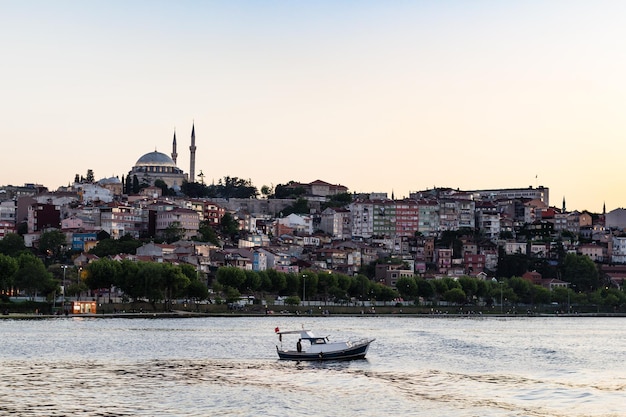 View of Fatih quarter in Istanbul city in evening