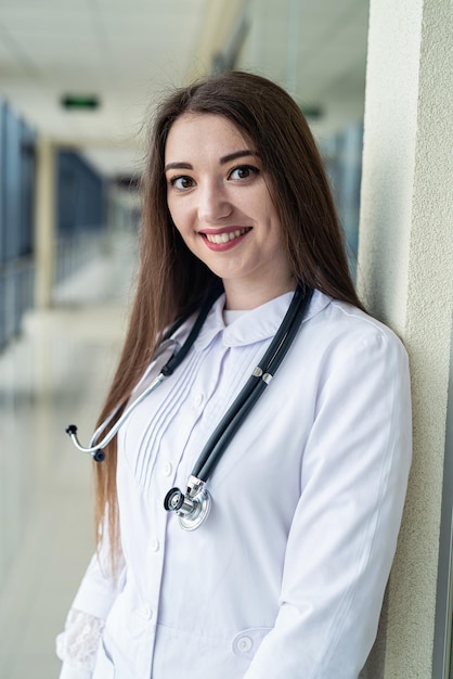 View of a female medical worker smiling at the camera Woman portrait concept