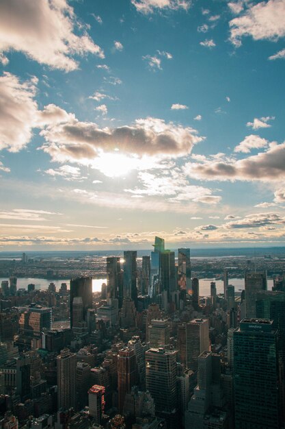 Foto una vista del quartiere finanziario di manhattan