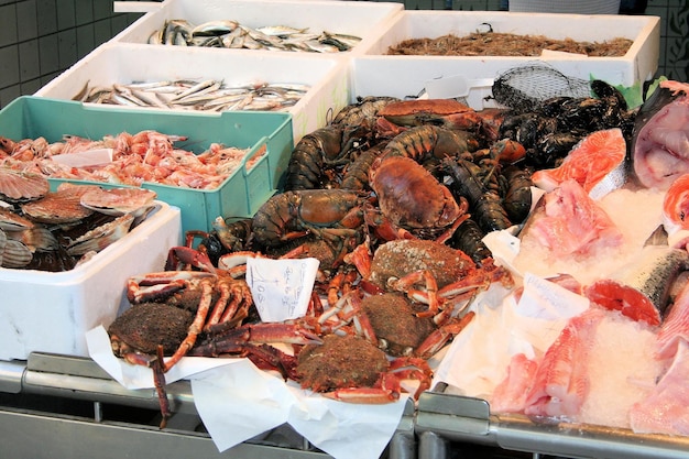 View of fish for sale in market