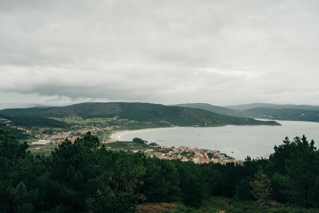 view of Fisterra from Monte Facho in spain