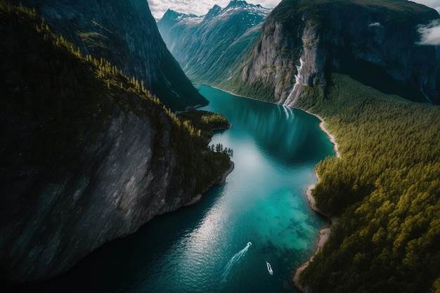 View the fjords water from above