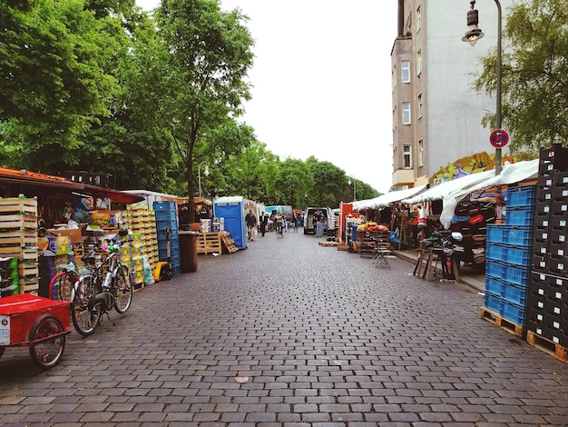 View of footpath in city