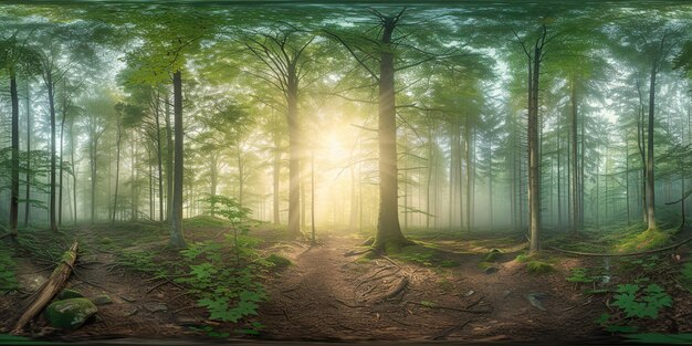 view of a forest with light rays