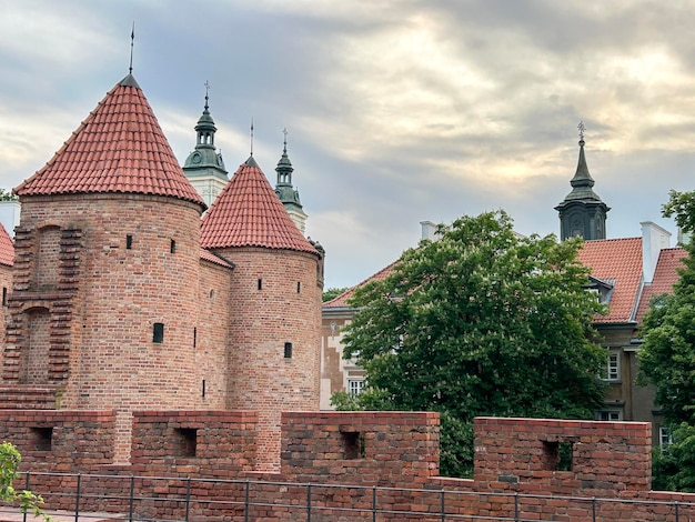 Photo view of the fortress wall on a spring day warsaw poland