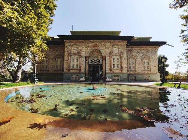 View of fountain in front of building