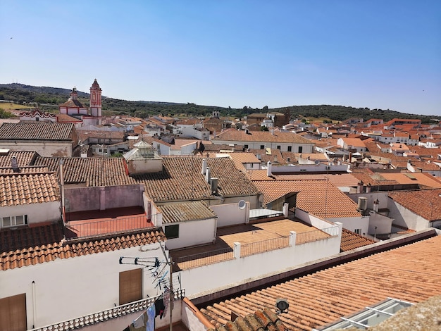 View of Fregenal de la Sierra historical artistic complex in the province of Badajoz