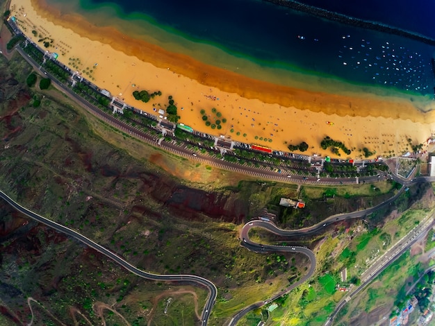 Photo view from the air, ocean, tenerife