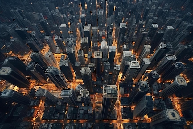 A view from the airplane shows the top of the building.