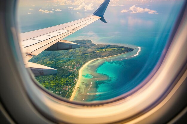 飛行機の窓からの景色