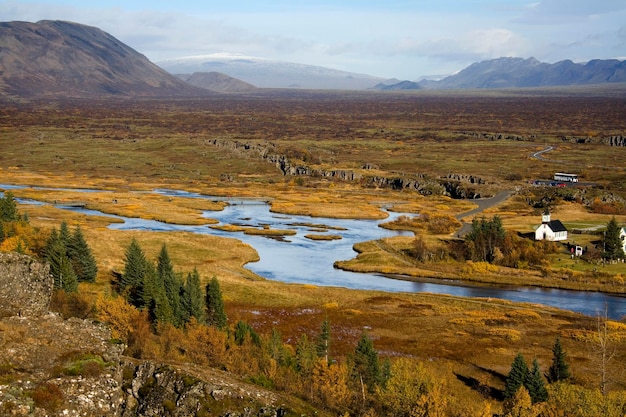 Thingvellir 아이슬란드의 Almannagja에서 보기