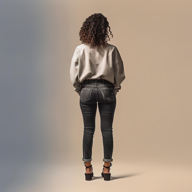 view from the back of a woman in jeans