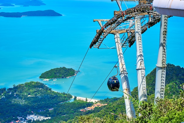 View from a cable car ride high into the mountains on the tropical island of Langkawi. Incredible natural landscape.