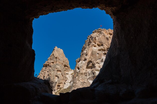 Foto vista dalla grotta della cappadocia, in turchia