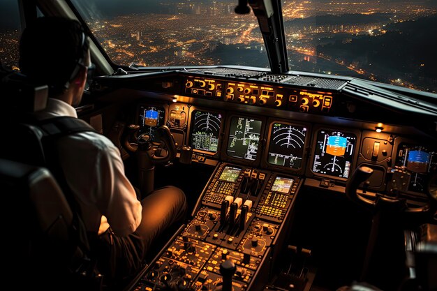 View from the cockpit as an airplane descends for landing