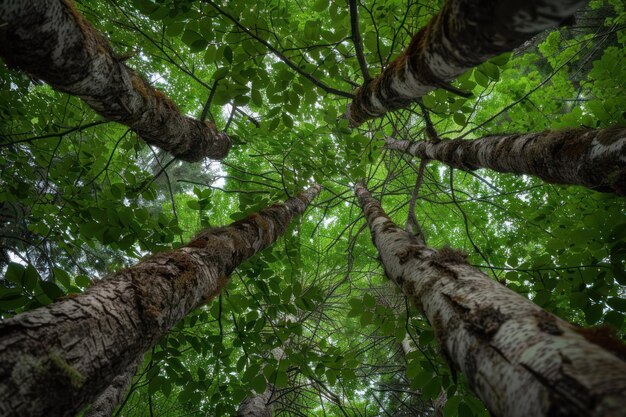 the view from below the green forest