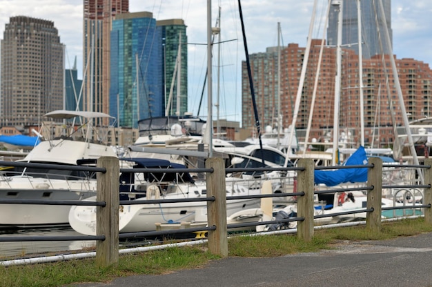 Foto una vista dal porto di new york