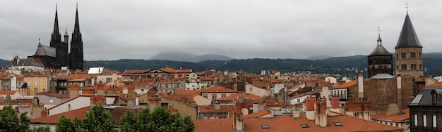 View from the hill to the city of ClermontFerrand located in the center of France