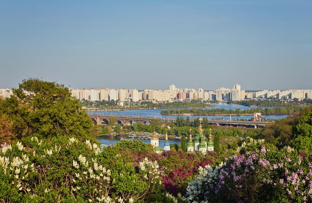 View from Hryshko National Botanical Garden Dnieper river Kiev Ukraine