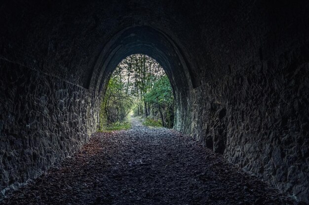 View from inside an abandonned railway tunnel in Thorrenc (Ardeche, France)