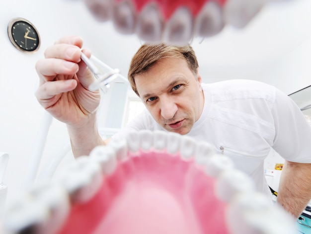 View from the jaw of the patient at the dentist