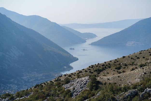 View from the mountain to the valley of the kotor bay