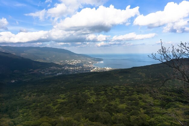 The view from the mountains to the city of Yalta. AI-Petri, Crimea