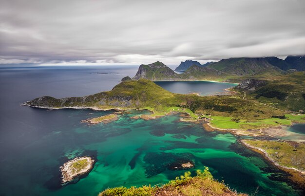 View from Offersoykammen Lofoten islands Norway