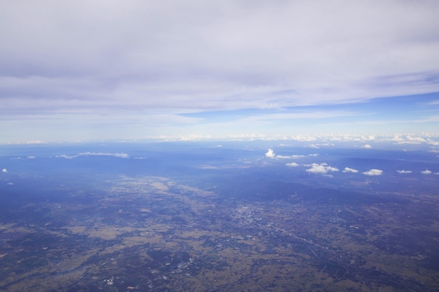 View from the plane window in Europe