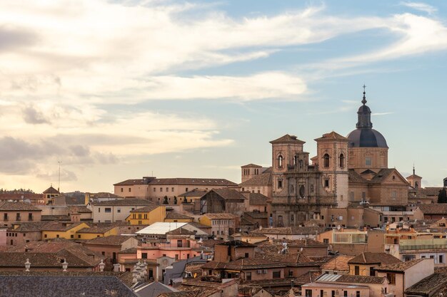 View from rooftops in the medieval city of Toledo in Castilla La Mancha, Spain