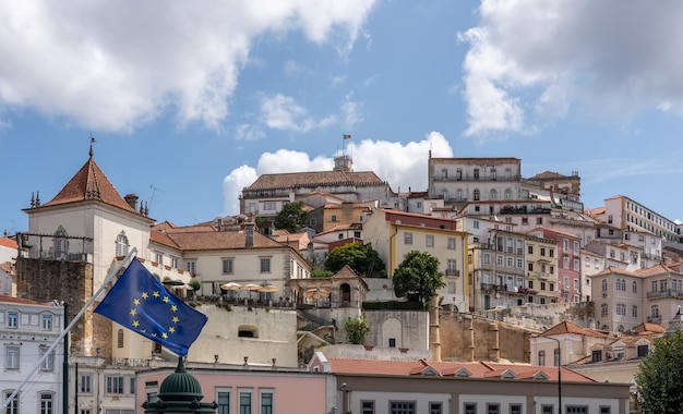 View from Santa Clara bridge towards the cityscape of Coimbra University