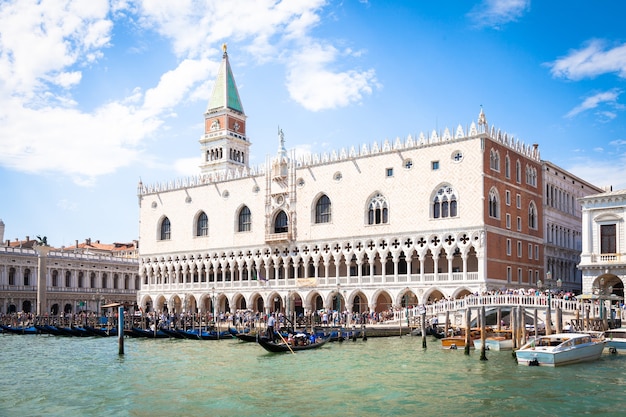 View from the sea of turism traffic in San Marco area, the heart of the town, during a sunny day