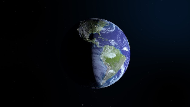 View from space on Planet Earth day and night.