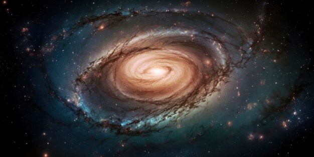 A view from space to a spiral galaxy and stars Universe filled with stars nebula and galaxy Elements of this image furnished by NASA