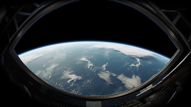 View from a spaceship overlooking a system of distant planets