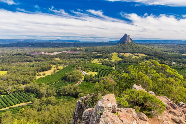 Photo view from the summit of mount ngungun glass house mountains sunshine coast queensland australia