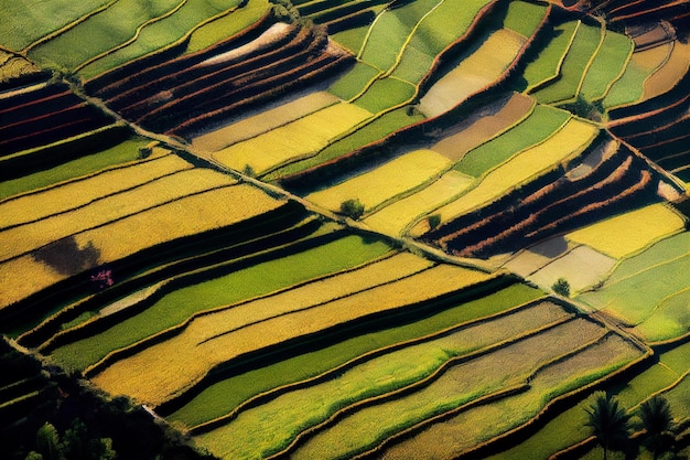 View from Above of a Terraced Rice Field in Bandung West Java Indonesiagenerative ai