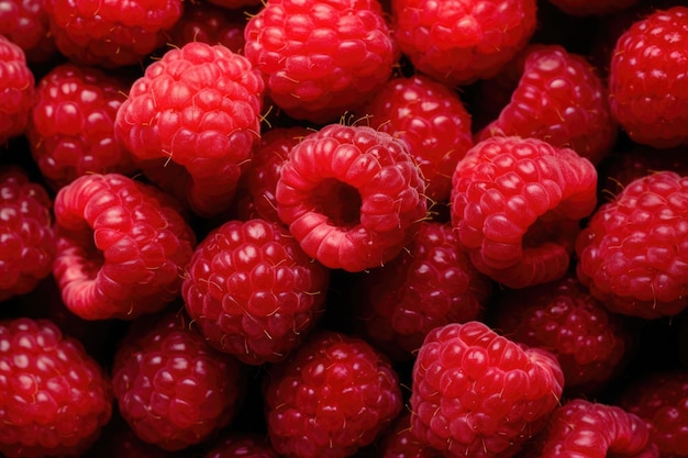 View from top close look of fresh Raspberries