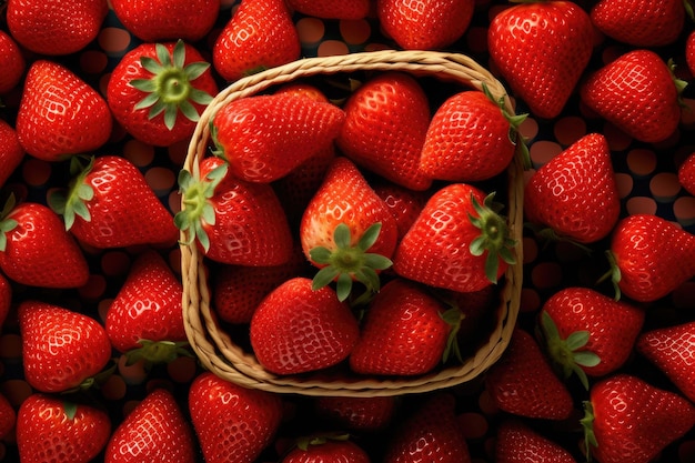 View from top close look of fresh Strawberries